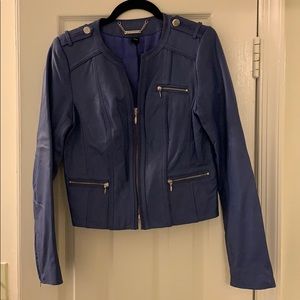 Blue leather jacket
